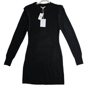 WAYF SzSm NWT Black Sweater Dress. Extra layered shoulder accent. Warm. Gothic‎
